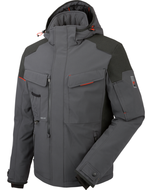 Wattierter Winterparka mit Kapuze für Handwerker in Anthrazit, wasserabweisend & atmungsaktiv