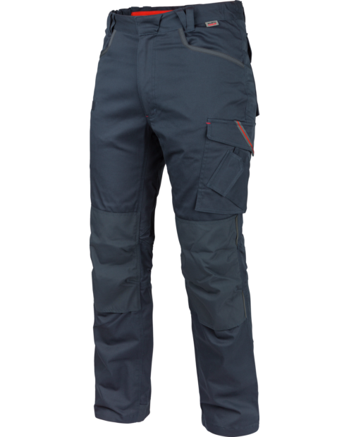 Elastische Bundhose Stretch X in blau mit verdeckten Knöpfen.