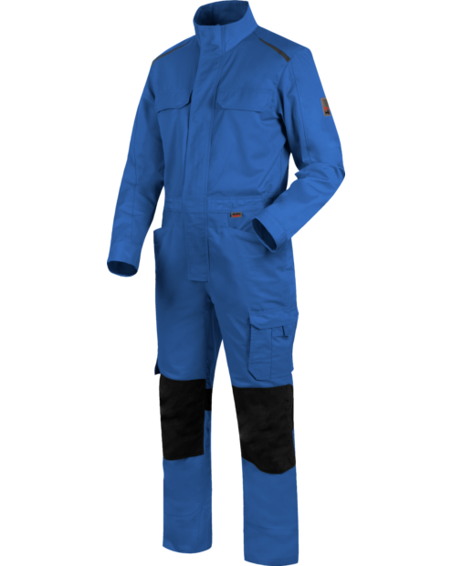Industriewäschetauglicher Blaumann, praktischer Blaumann, Arbeitsoverall ISO 15797 zertifiziert, Arbeitsoverall blau, Arbeitsoverall mit Knietaschen