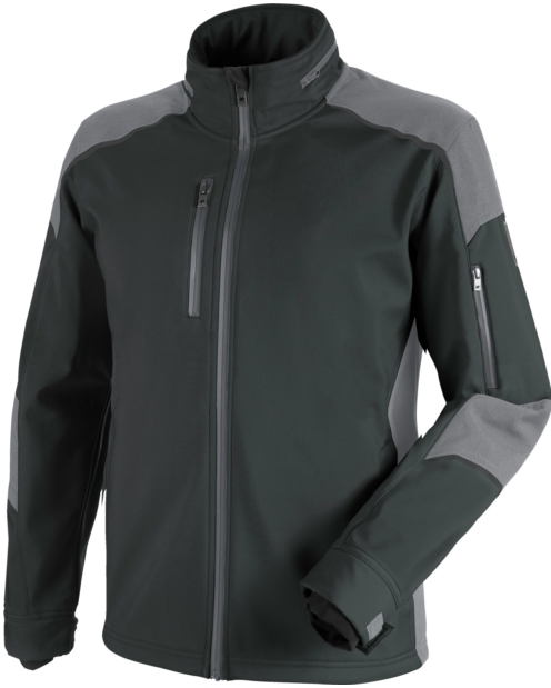 Hautfreundliche Arbeitsjacke, Arbeitsjacke aus Softshellmaterial, Softshelljacke mit vielen Taschen, wasserabweisende Softshelljacke, Softshelljacke anthrazit