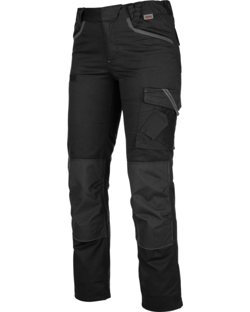 Innovative Damen Bundhose Stretch X schwarz mit 6 praktischen Außentaschen.