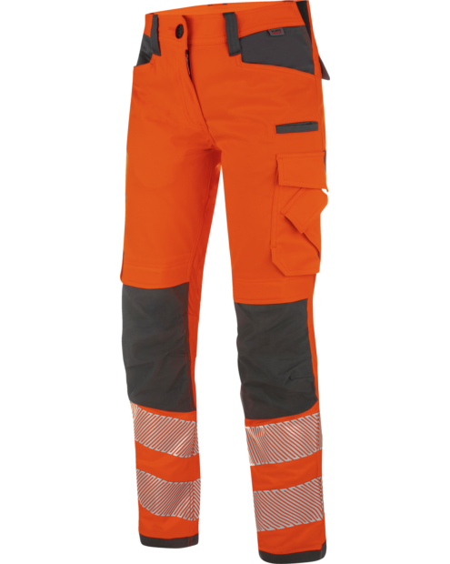 Bequeme Damen Warnschutz Bundhose, praktische Details, Strapazierfähig, Ideal für den Straßenbau