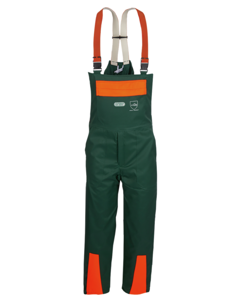 Komfortable Arbeitslatzhose für Wald- und Forstarbeiten, Schnittzschutzlatzhose mit mehreren Taschen, Schnittscutzhose mit Hosenträgern