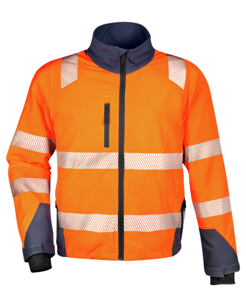 Bequeme Warnschutzjacke mit Reflexstreifen, Warnjacke aus Stretch-Material, Jacke mit praktischen Details