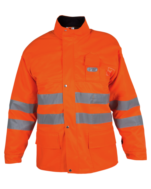 Funktionelle Schnittschutzjacke EN 381, bequeme Warnschutzjacke EN 20471, Schnittschutz-Warnschutzjacke orange