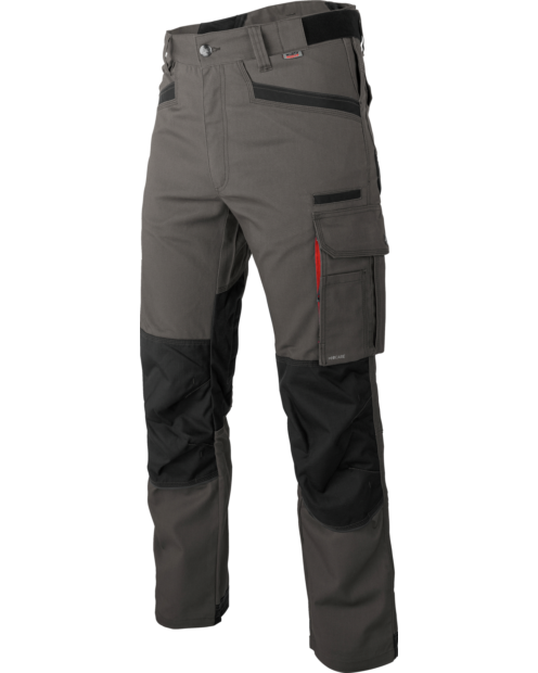 Modische und robuste Arbeitshose, Farbe grau, aus elastischem Canvas-Gewebe, mit Cordura Knieverstärkungen, EN 14404