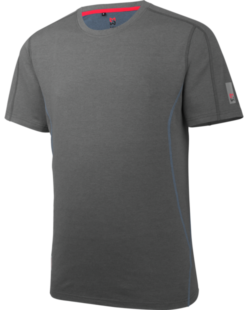 Arbeits- T-Shirt grau, sportlich und modern, atmungsaktiv und schnell trocknend, aus Biobaumwolle und Jersey-Gewebe, mit UV Schutz, Raglanärmel-Schnitt