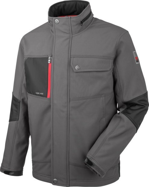 Wind- und Wasserabweisende Softshelljacke in Grau, hochfunktionelles Material, praktische Details und Taschen