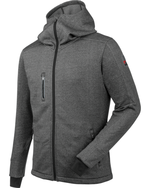 Warme & klimaregulierende Fleecejacke in Grau, aus Polyester, mit Kapuze und Kinnschutz, modernes Design