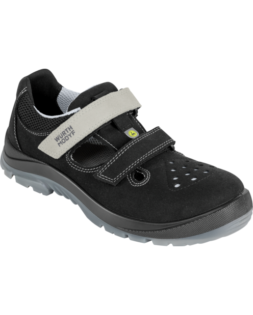 Leichte Arbeitssandale S1P, mit ESD Ausstattung, metallfrei, in Schwarz, aus atmungsaktiver Mikrofaser, für den Sommer, sportliches Design, Kunststoffkappe, textiler Durchtrittschutz