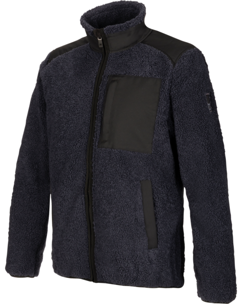 Fleecejacke mit Teddyfleece-Optik, wasserabweisender Ausstattung und leicht oversized Passform - Vorderansicht