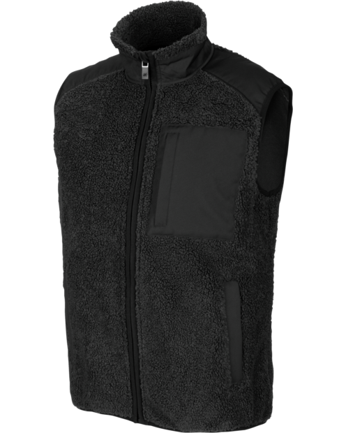 Fleece Weste mit 3-Lagen-Sherpa Konstruktion, atmungsaktivem Material und recycelten Anteilen in der Vorderansicht